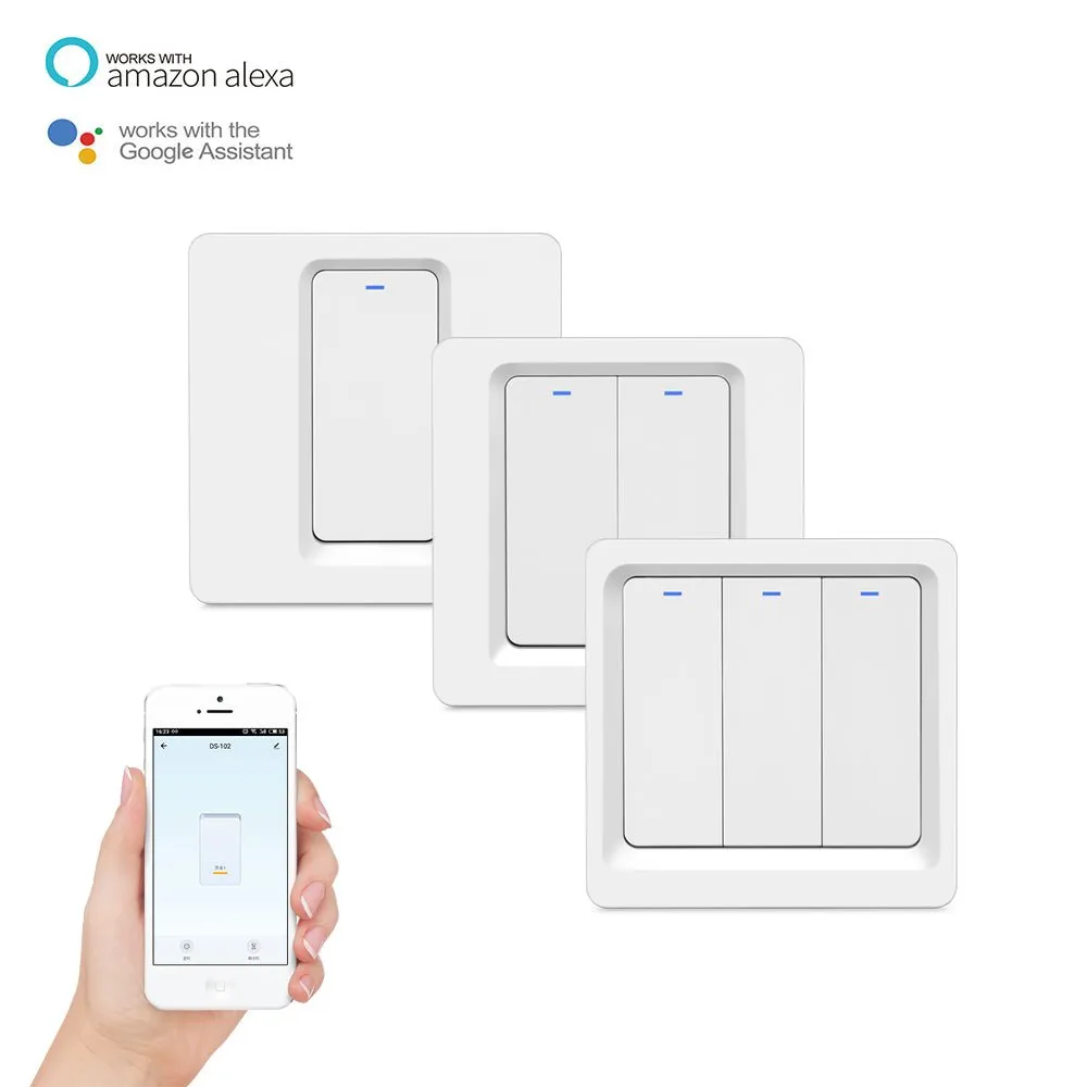 WiFi Smart Light Push Button Switch 2 Way Multi-Control Neutral Wire Required EU