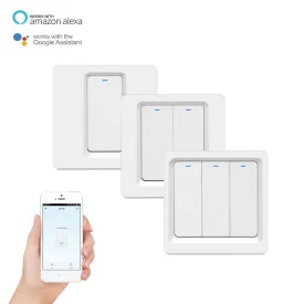 WiFi Smart Light Push Button Switch 2 Way Multi-Control Neutral Wire Required EU
